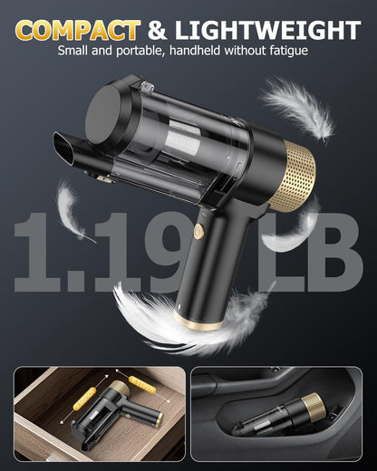 Handheld Car Vacuum Portable Cordless, 16000PA Hand Vacuum Cleaner